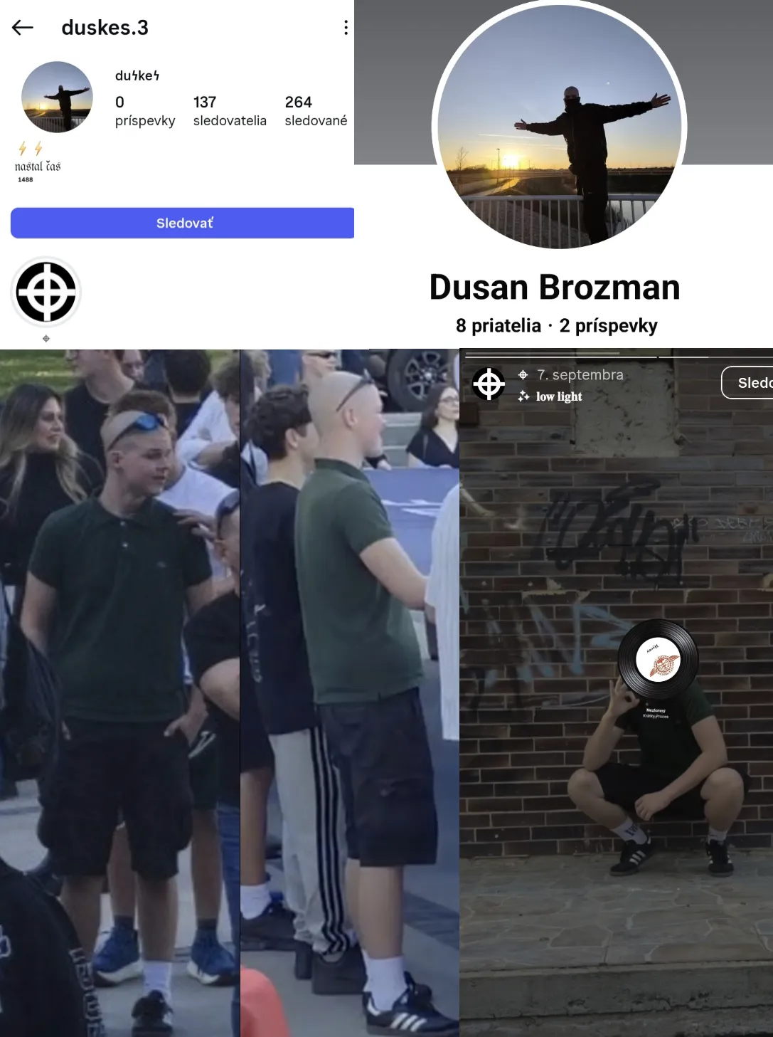 IG a FB Dušana Brozmana a jeho outfit na akcii SEA 3. 10.